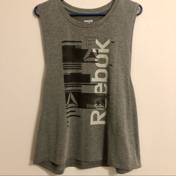 Reebok Women’s Gray Athletic Workout Tank Top With Large / Drop Armholes Size L - Picture 6 of 10